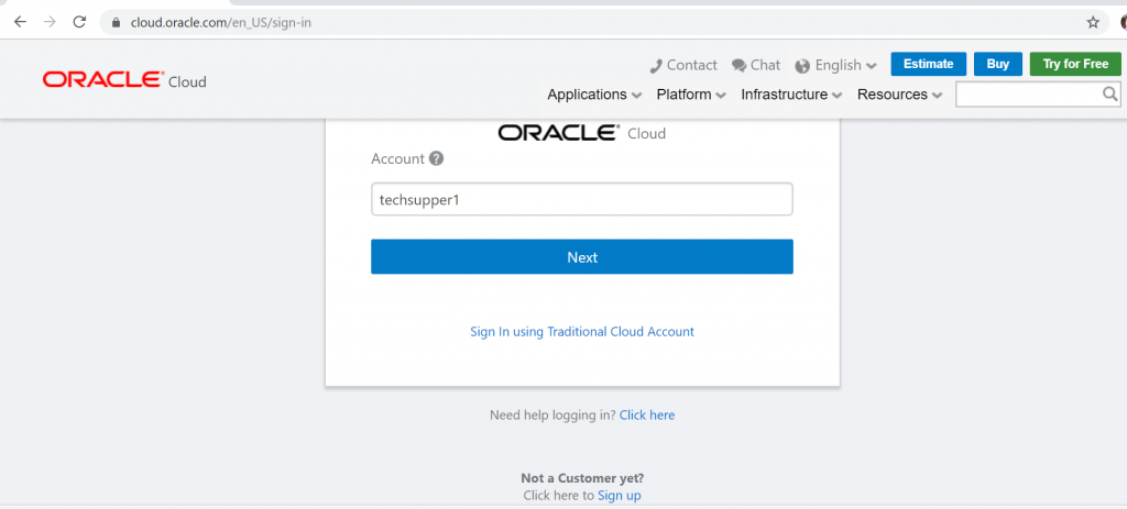 Sign in with Oracle Cloud