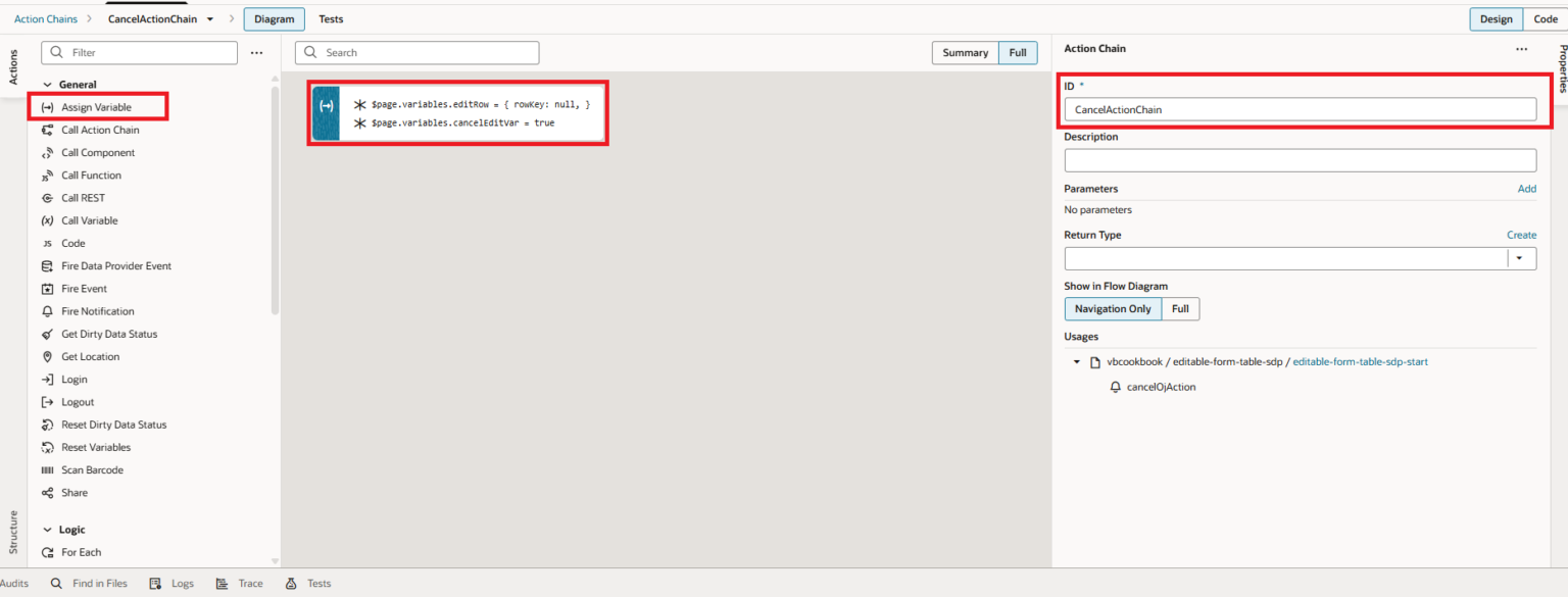 Form layout in an editable table component in Oracle Visual Builder ...